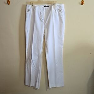NWOT Crease Front White Wide Leg Trouser Size 14 Zip & 2 Fasten Front Rafaella